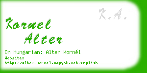 kornel alter business card
